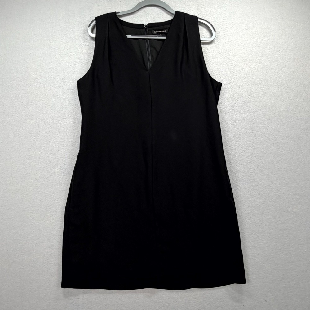 Banana Republic Shift Dress Womens 14 Black Lightweight Sleeveless Back Zip